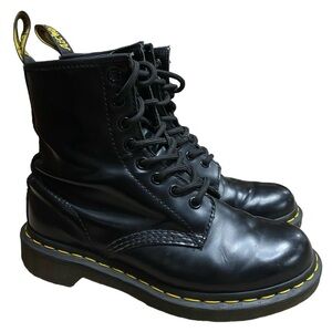 Dr. Martens 1460 Black Combat Smooth Leather Lace Up Boots Size 5